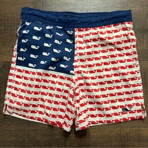 Vineyard Vines Boys USA Whale Chappy Trunks Size 5